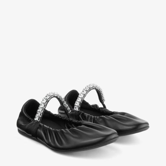 26FW 지미추 플랫 슈즈 0000103047GKE 0C8451 XBLACKCRYS - JIMMY CHOO