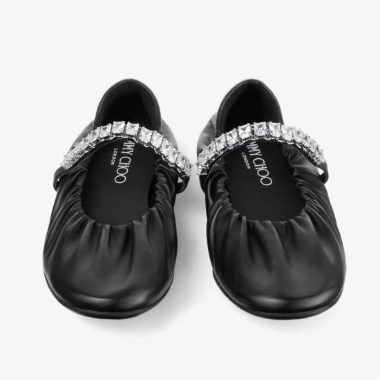 26FW 지미추 플랫 슈즈 0000103047GKE 0C8451 XBLACKCRYS - JIMMY CHOO