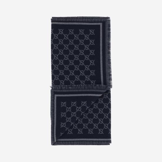 26FW 구찌 울 자카드 스카프 8362644G3861468 LEAD BLUE - GUCCI
