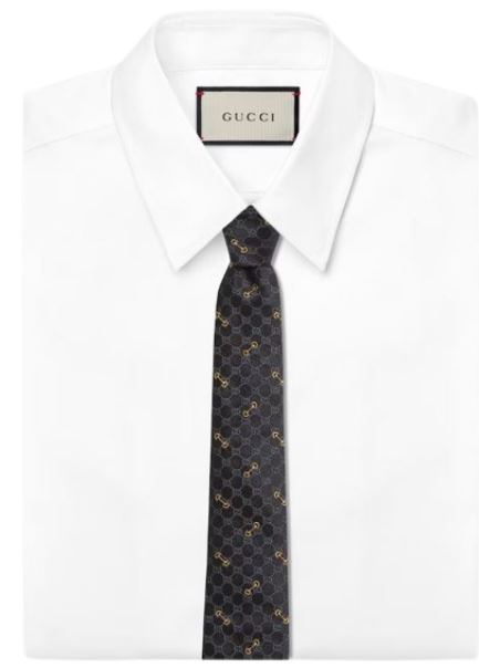 26FW 구찌 넥타이 7443794E2171062 BLACK MEDIUM GREY - GUCCI
