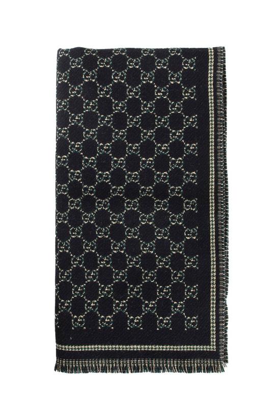26FW 구찌 울 자카드 스카프 8362644G3861066 BLACK DARK GREEN