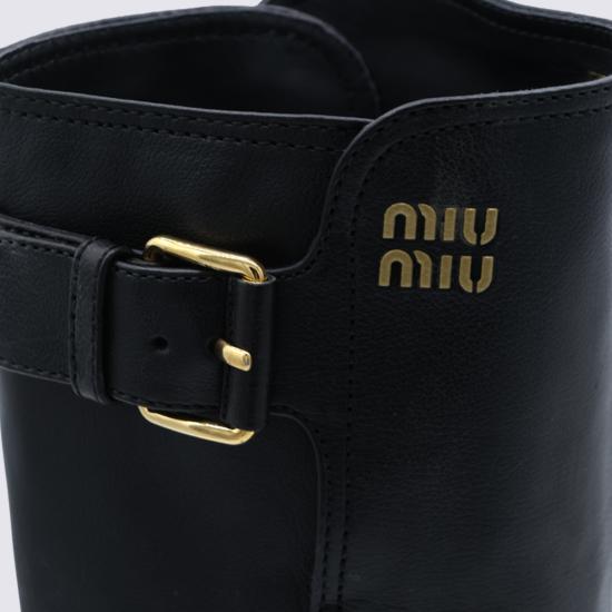 26FW 미우미우 레더 버클 로고 롱 부츠 5W767EF055 Y9SF0002 NERO - MIU MIU