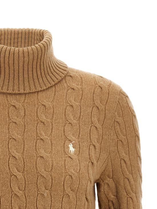 26FW 폴로 랄프로렌 니트웨어 브레이드 터틀넥 스웨터, 스웨터 및 가디건, 베이지색 - POLO RALPH LAUREN