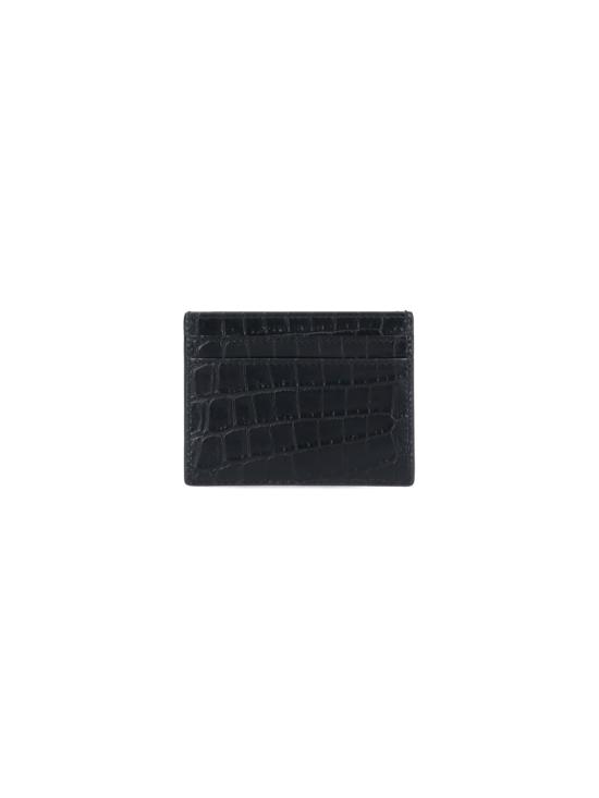 26FW 생로랑 크로커다일 엠보스드 레더 파리 카드 케이스 375946 DZE0E 1000 Black - SAINT LAURENT