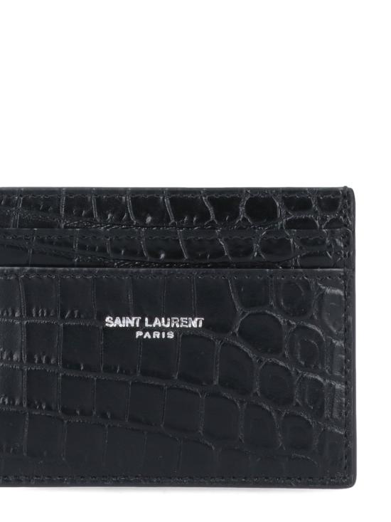 26FW 생로랑 크로커다일 엠보스드 레더 파리 카드 케이스 375946 DZE0E 1000 Black - SAINT LAURENT