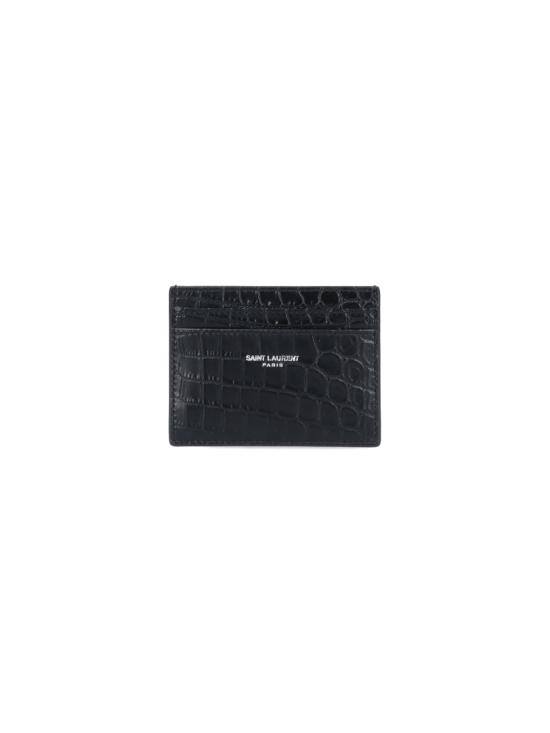 26FW 생로랑 크로커다일 엠보스드 레더 파리 카드 케이스 375946 DZE0E 1000 Black