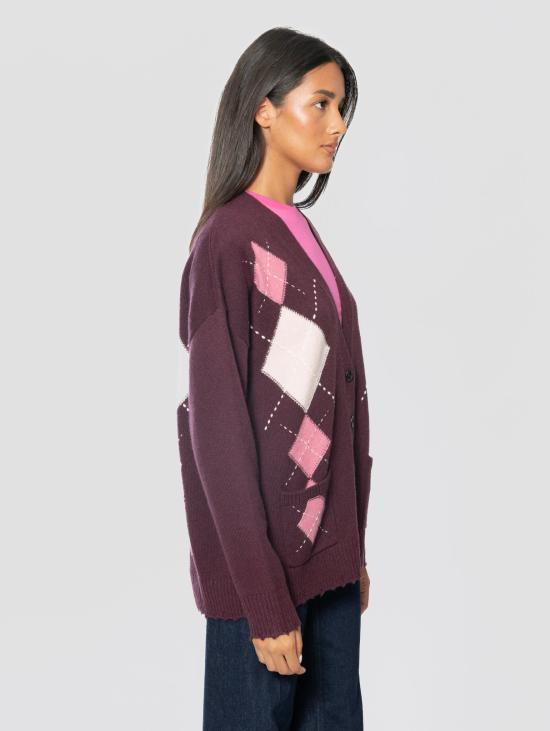 26FW 핑코 가디건 카디건 탈리오 드리토 콘 롬비 보르도 - PINKO