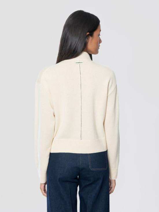 26FW 핑코 스웨터 캐시미어 베이지 색상의 Maglia Collo Lupetto - PINKO