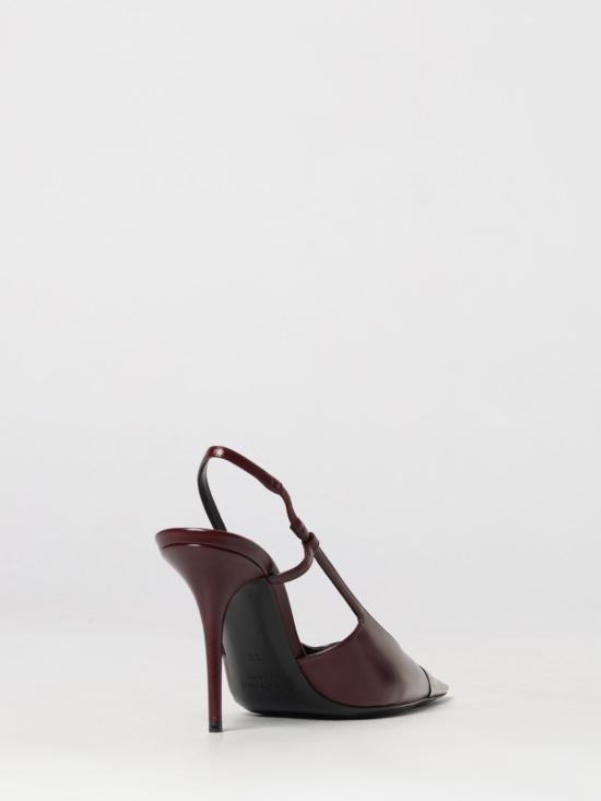 26FW 생로랑 스무스 가죽 슬링백 펌프스 841158AAFGC 6629 Burgundy - SAINT LAURENT