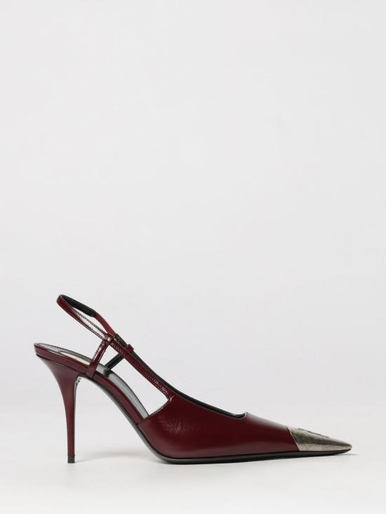 26FW 생로랑 스무스 가죽 슬링백 펌프스 841158AAFGC 6629 Burgundy