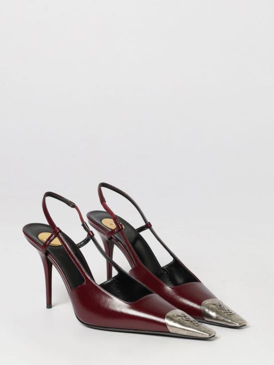 26FW 생로랑 스무스 가죽 슬링백 펌프스 841158AAFGC 6629 Burgundy - SAINT LAURENT