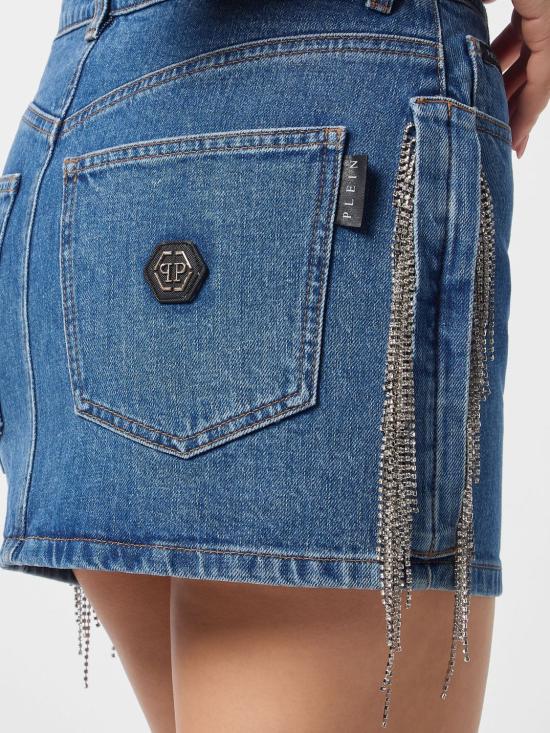 26FW 필립 플레인 데님 스커트 FAECWDV0239PDE004N 72MC Denim - PHILIPP PLEIN