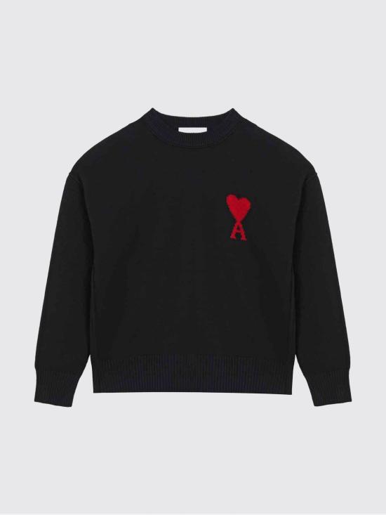26FW 아미 빅 하트 울 크루넥 스웨터 UKS838018 009 Black - AMI