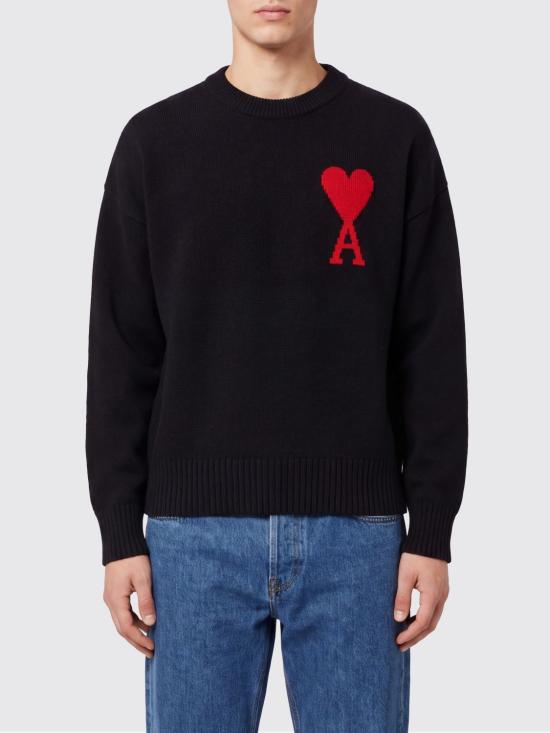 26FW 아미 빅 하트 울 크루넥 스웨터 UKS838018 009 Black