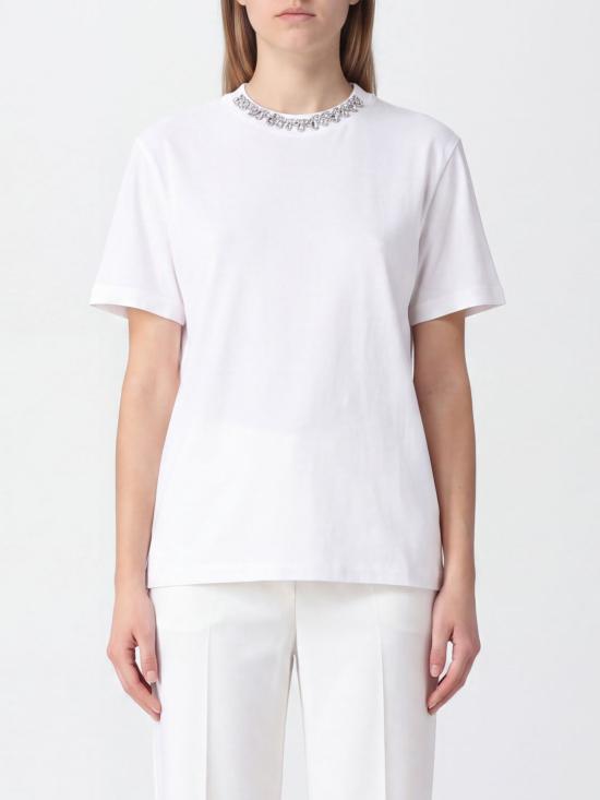 26FW 골든구스 카보숑 크리스탈 티셔츠 GWP01220P00067310363 White
