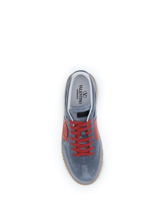 26SS 발렌티노 가라바니 크러스트 레더 나일론 업빌리지 로우 탑 스니커즈 8Y2S0H77LAL RJD GREY CORAL RED NERO AMBRA - VALENTINO GARAVANI