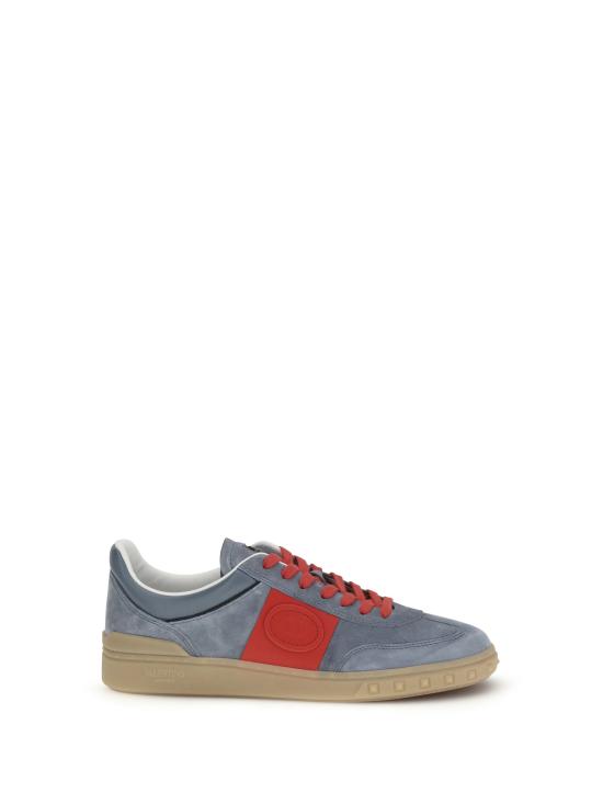 26SS 발렌티노 가라바니 크러스트 레더 나일론 업빌리지 로우 탑 스니커즈 8Y2S0H77LAL RJD GREY CORAL RED NERO AMBRA