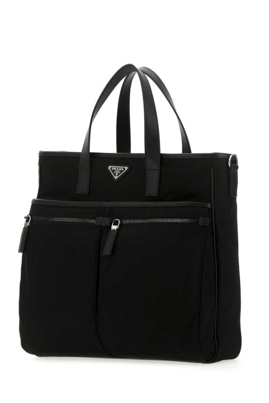  프라다 레더 트리밍 삼각로고 리나일론 지퍼 토트백 2VG860VXON2DMH F0002 BLACK - PRADA