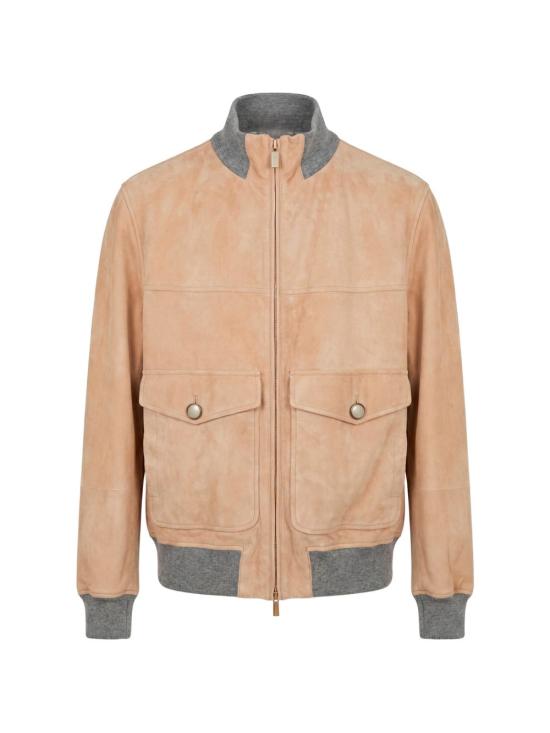 26FW 브루넬로 쿠치넬리 가죽 자켓 MPCLF2085 CJB23 BEIGE