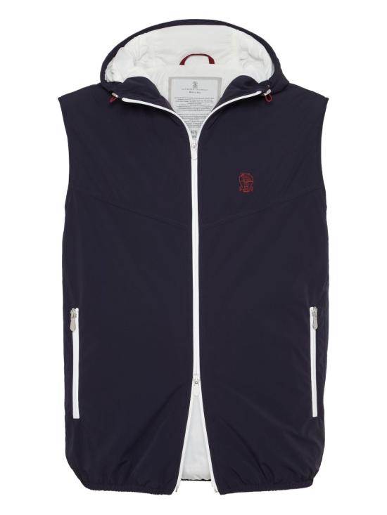 26FW 브루넬로 쿠치넬리 멤브레인 나일론 후드 베스트 MM49A7432G C1086 NAVY