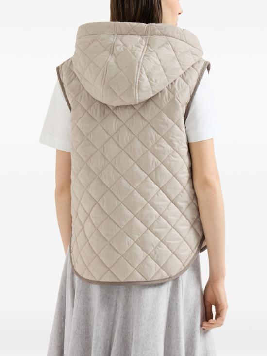 26FW 브루넬로 쿠치넬리 Thermore® 매트 나일론 퀼팅 후드 웨이스트코트 MR4057999P C2613 GREY - BRUNELLO CUCINELLI