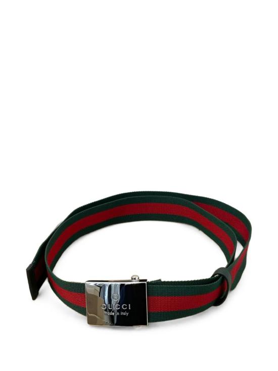 26FW 구찌 직사각형 버클 웹(Web) 벨트 874734 HAAPT8475 GREEN - GUCCI