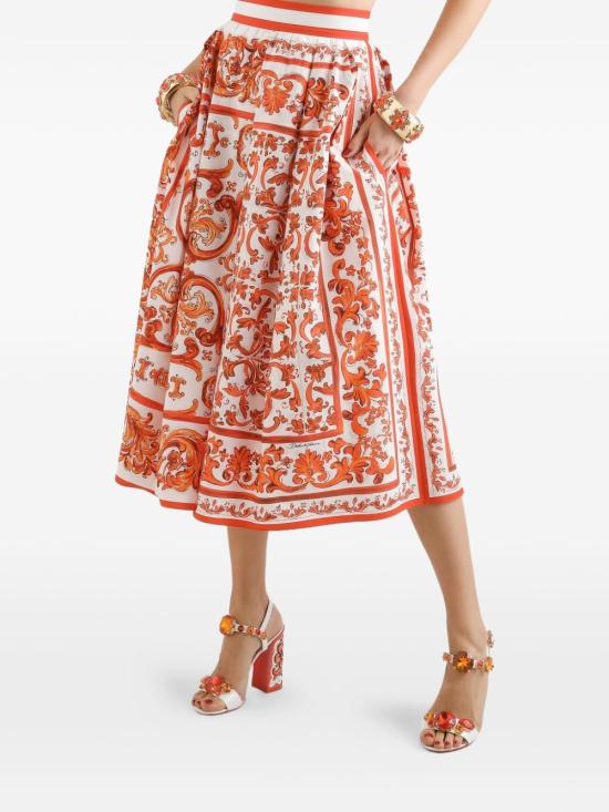 26FW 돌체앤가바나 미디 스커트 F4CULT GDDRLS9000 ORANGE - DOLCE & GABBANA