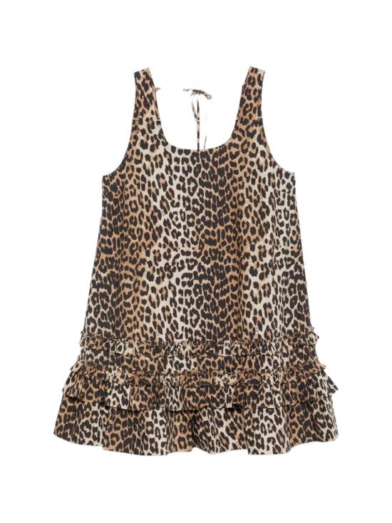 26FW 가니 숏 원피스 A1030760 859 LEOPARD PRINT