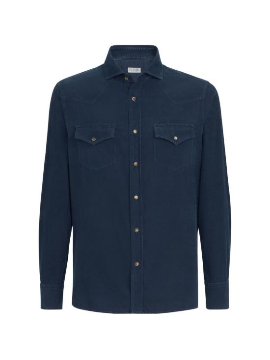 26FW 브루넬로 쿠치넬리 긴팔 셔츠 ML6884008 C7063 NAVY