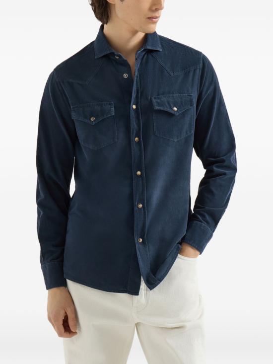 26FW 브루넬로 쿠치넬리 긴팔 셔츠 ML6884008 C7063 NAVY - BRUNELLO CUCINELLI
