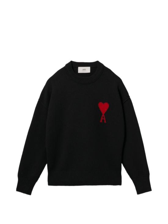 26FW 아미 빅 하트 울 크루넥 스웨터 UKS838 018009 BLACK