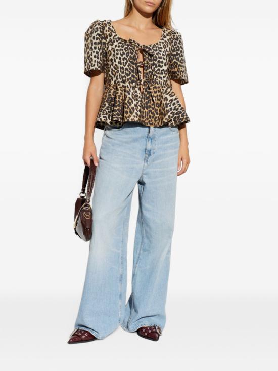 26FW 가니 반팔 티셔츠 A1040444 859 LEOPARD PRINT - GANNI