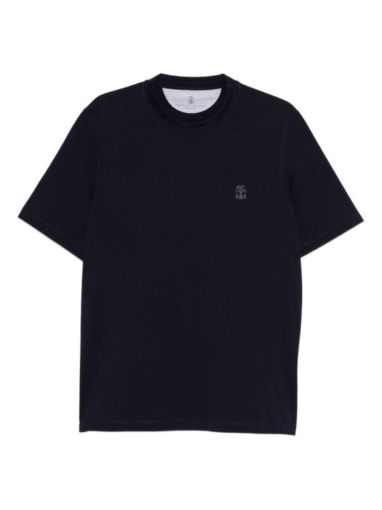 26FW 브루넬로 쿠치넬리 코튼 저지 크루넥 티셔츠 M0B138440 CD325 NAVY