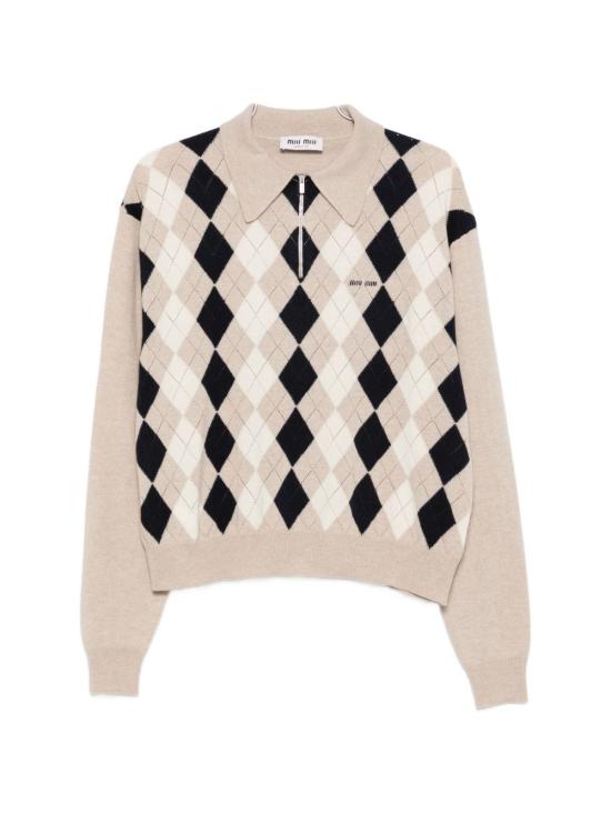 26FW 미우미우 캐시미어 폴로 스웨터 MML08B 6033F0006 BEIGE