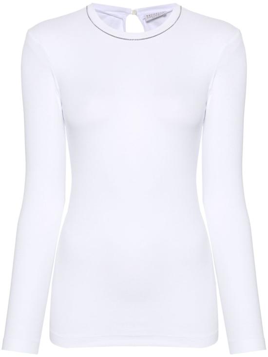 26FW 브루넬로 쿠치넬리 긴팔 티셔츠 MPTC8BJ300 C159 WHITE