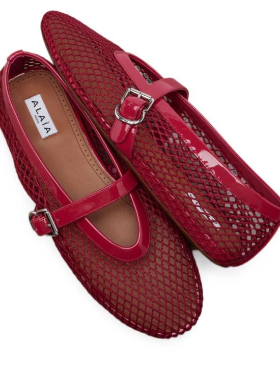 26FW 알라이아 피쉬넷 발레 플랫 AA3A029TK007 U18 RED - ALAIA