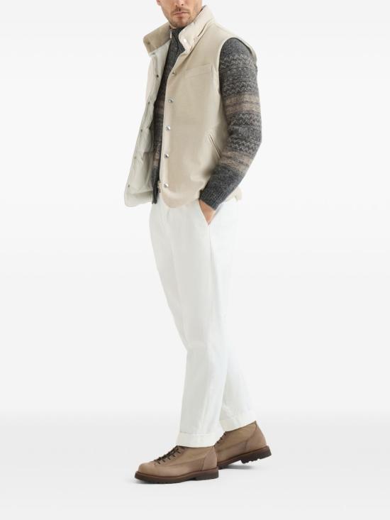 26FW 브루넬로 쿠치넬리 본디드 울 플란넬 디테처블 후드 다운 베스트 MM4701775 CID85 BEIGE - BRUNELLO CUCINELLI