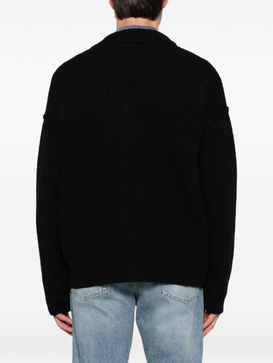 26FW 아미 하트 로고 인타르시아 V넥 가디건 UKC367D 018009 BLACK - AMI
