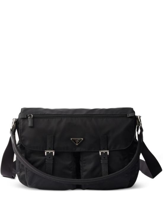 26FW 프라다 리나일론 카프스킨 가죽 메신저백 2VD072 2C26F0002 BLACK