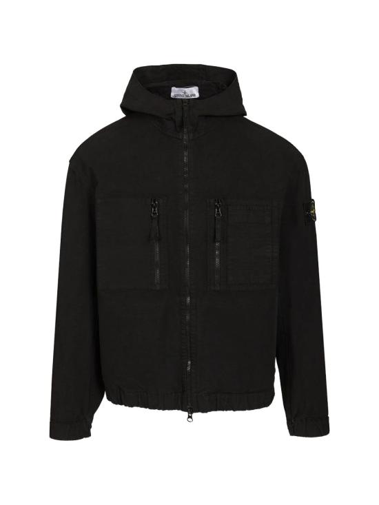 26FW 스톤 아일랜드 오가닉 코튼 립스톱 후드 오버셔츠 L2S151200011 S0211V0029 BLACK