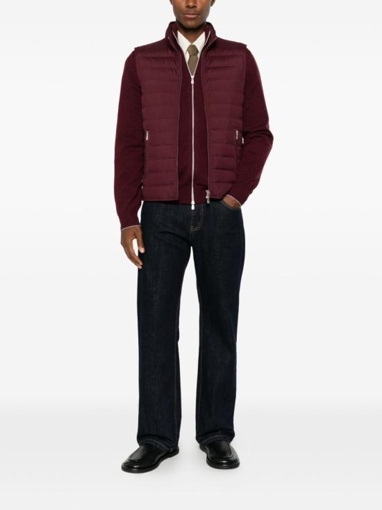 26FW 브루넬로 쿠치넬리 라이트웨이트 테크노 패브릭 다운 베스트 MV4081797 CWB13 BORDEAUX - BRUNELLO CUCINELLI