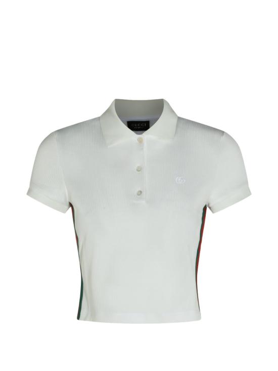 26FW 구찌 웹 리브 코튼 저지 폴로 셔츠 875665 XJHYN9000 WHITE