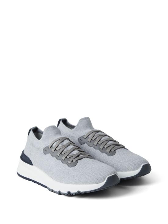 26FW 브루넬로 쿠치넬리 코튼 니트 세미 폴리쉬드 카프스킨 러너 MZUPMBO252 CB308 SILVER - BRUNELLO CUCINELLI
