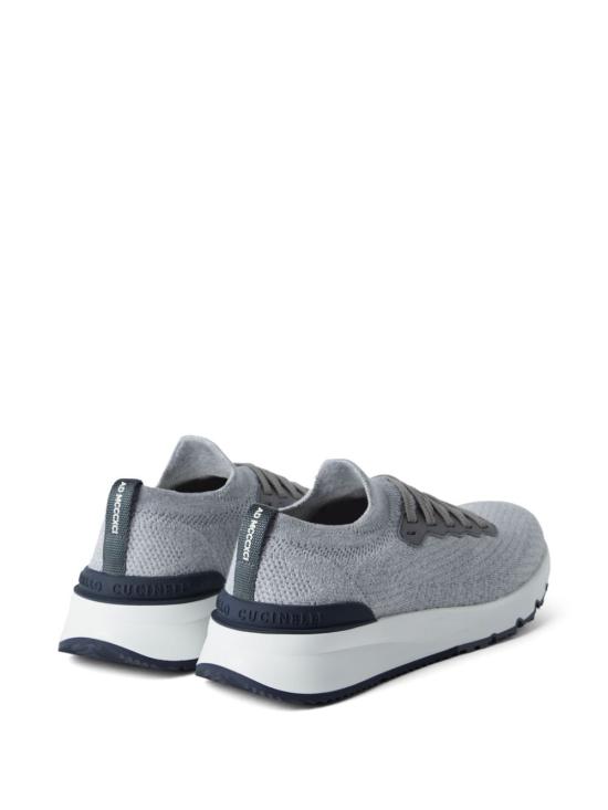 26FW 브루넬로 쿠치넬리 코튼 니트 세미 폴리쉬드 카프스킨 러너 MZUPMBO252 CB308 SILVER - BRUNELLO CUCINELLI