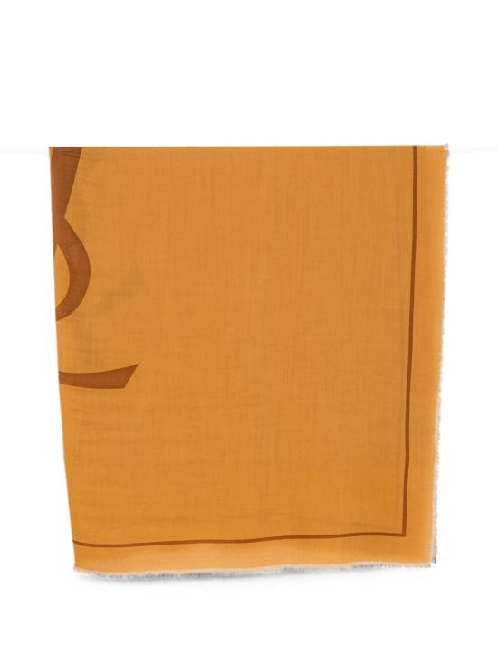 26FW 생로랑 로고 프린트 프레이드 울 스카프 A002CB 3Y2007764 ORANGE