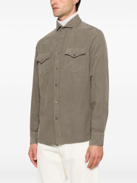 26FW 브루넬로 쿠치넬리 긴팔 셔츠 ML6884008 C6070 ARMY GREEN - BRUNELLO CUCINELLI