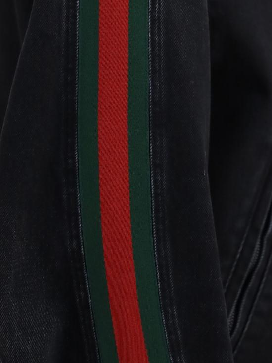 26FW 구찌 GG 자카드 레더 트림 코튼 데님 자켓 872075 XDDHQ1000 BLACK - GUCCI