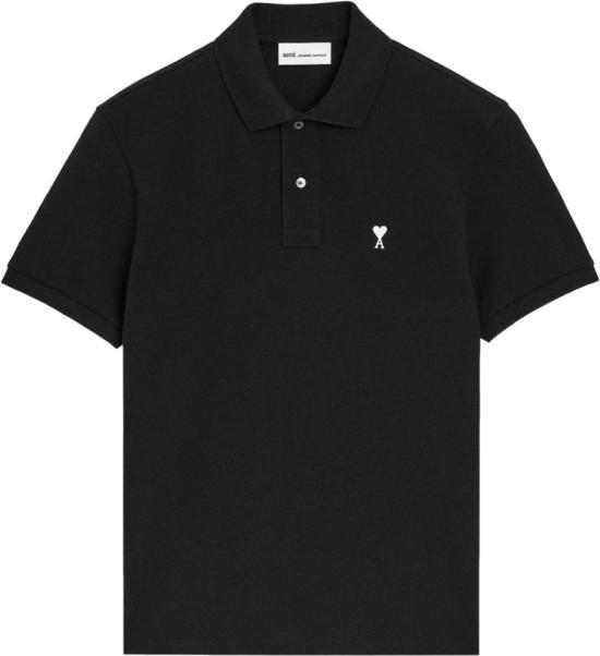26FW 아미 스몰 하트 로고 폴로 티셔츠 HPL411760 BLACK