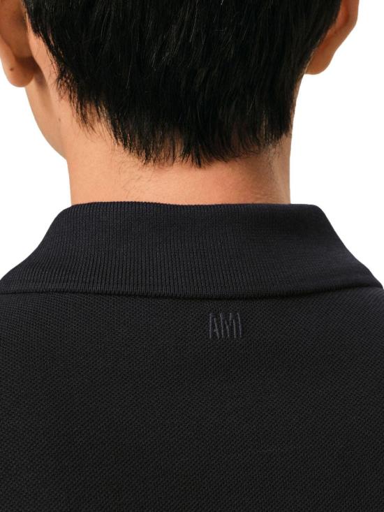 26FW 아미 스몰 하트 로고 폴로 티셔츠 HPL411760 BLACK - AMI