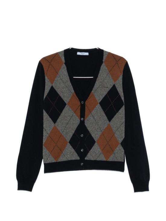 26FW 프라다 아가일 캐시미어 가디건 P25O48 6519F0G7P NAVY